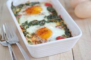 Baked egg and Spinach