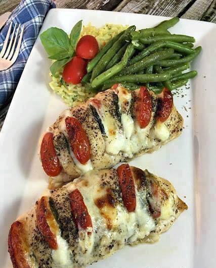 Chicken stuffed w mozzarella tomato